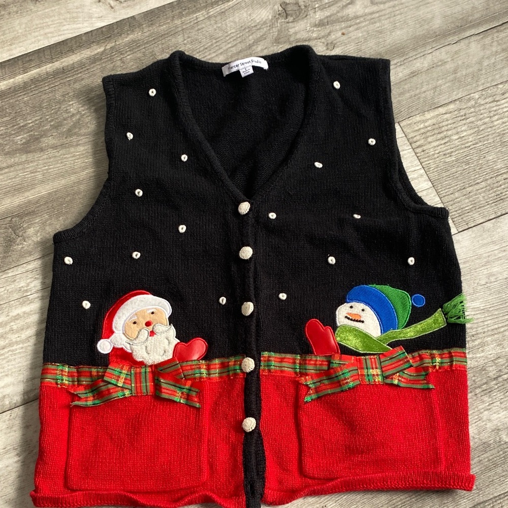 Festive Black and Red Holiday Vest